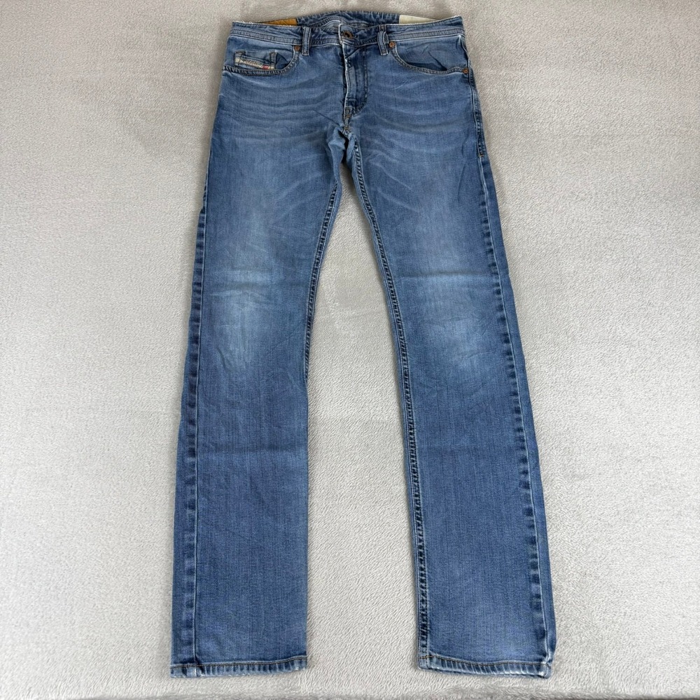 Diesel Thommer Slim Skinny Jeans Mens 32x34 Blue Denim Distressed Stretch Cotton